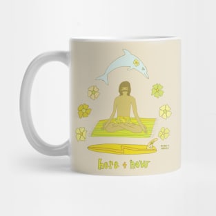 surf meditation here and now gerry lopez // retro surf art by surfy birdy Mug